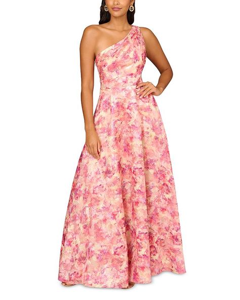 One Shoulder Ball Gown, Aidan Mattox Dress, Formal Wedding Guest Dress, Floral Bridesmaid Dresses, Contemporary Dresses, Aidan Mattox, One Shoulder Gown, Mob Dresses, Floral Gown