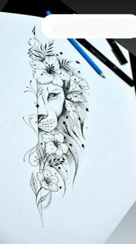 Power And Strength Tattoo, Lion And Sunflower Tattoo, Half Lion Half Flower Tattoo, Lioness Tattoo Design, Female Lion Tattoo, Crown Tattoos For Women, Brother And Sister Tattoo Ideas, Fierce Tattoo, Sister Tattoo Ideas