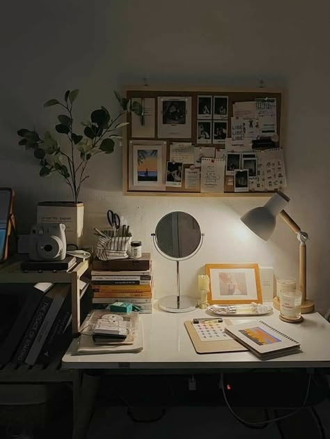 Room Decor Study Table, Table Design Study, Cozy Study Space, Study Desk Bedroom, Study Table Decor, Dark Study, Room Decor Study, Study Table Ideas, Home Desk Setup