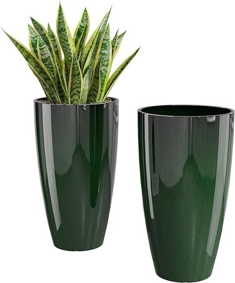 Amazon.com : QCQHDU 21 inch Tall Green Outdoor Planters Set of 2, Lightweight and UV Resistant : Patio, Lawn & Garden Planters For Front Porch, Decor For Front Porch, Front Porch Flower Pots, Front Porch Patio, Front Porch Flowers, Front Porch Planters, Large Outdoor Planters, Porch Flowers, Stone Powder