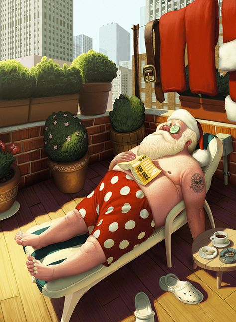 Denis Zilber, Illustration Kunst, Creative Illustration, Santa Baby, Noel Christmas, Holiday Illustrations, Christmas Illustration, Christmas In July, Christmas Images