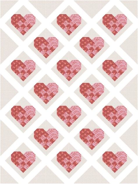 Woven Hearts: Free Pattern for a Classic Swedish Heart Quilt Heart Quilts Free Pattern, Heart Shaped Quilt Pattern, Woven Hearts Pattern, Heart Quilt Blocks Free Pattern, Fruit Quilt, Alabama Quilt, Heart Quilt Block, Pineapple Quilt Block, Quilt Design Wall