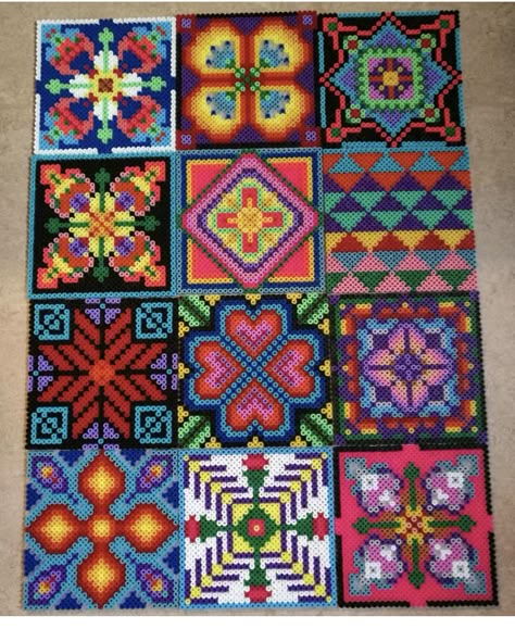 Pixel Mandala, Hama Coaster, Hama Beads Coasters, Huichol Pattern, Hamma Beads Ideas, Easy Perler Beads Ideas, 3d Perler Bead, Fuse Bead Patterns, Hama Beads Design