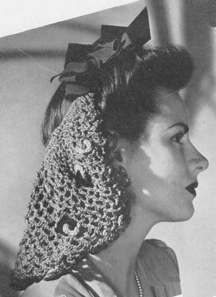 1940's hairstyles  Neat little article on popular hairstyles in the 1940's Snood Pattern, Retro Updo, Crochet Snood, Hair Snood, 1940s Hairstyles, Vintage Crochet Patterns, Hair Nets, Air Raid, Pin Curls