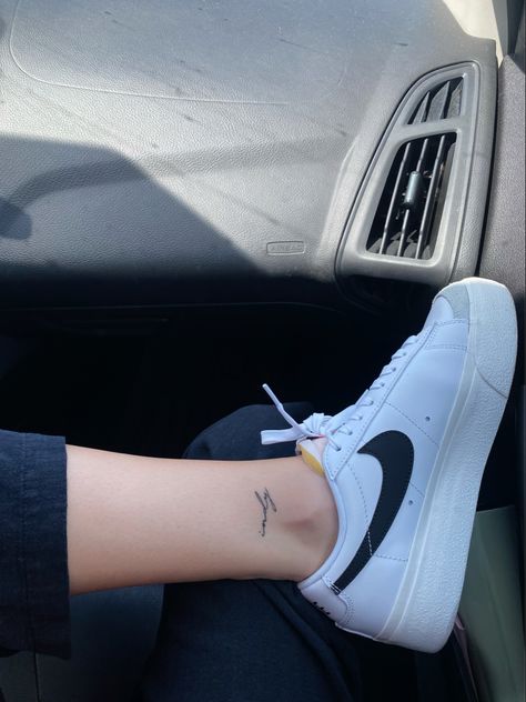 Name Tattoo On Ankle, Name On Ankle Tattoo, Small Ankle Tattoos For Women Meaningful, Ankle Name Tattoo, Maiden Name Tattoo, Last Name Tattoos, Kid Name Tattoo, Ankle Tattoos For Women, Cute Tats