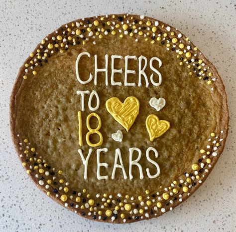 Anniversary Cookie Cake, Cookie Cake Birthday Designs Boy, 18th Birthday Cookie Cake, Birthday Cookie Cake, Letter Cakes, Cookie Cake Designs, Anniversary Cookies, Happy Birthday Cookie, Cooking Mama