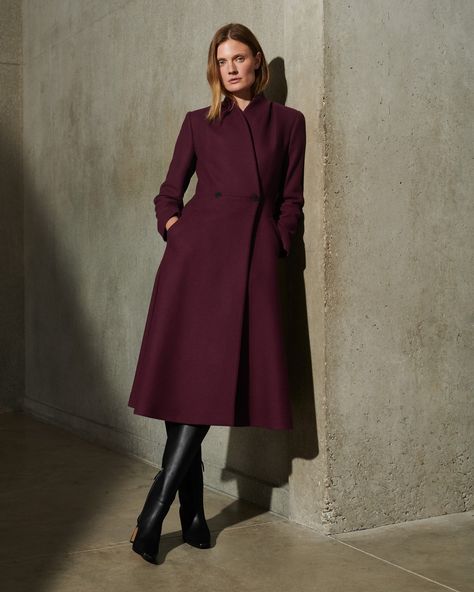 Layer up in style with our exquisite tailored coats. Plus, we design all our styles to last season after season, so these are pieces to wear now and love forever.⁠ ⁠ Tap to shop. Casual Leather Jacket Outfit, Winter Coat Outfits, Burgundy Outfit, Burgundy Jacket, Tailored Coat, Jersey Knit Dress, Leather Jacket Outfits, The Fold, Love Forever