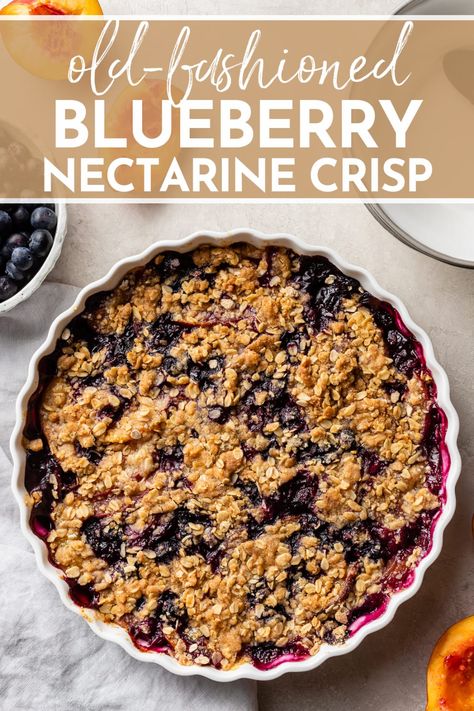 Blueberry Nectarine Cobbler, Blueberry Nectarine Crisp, Blueberry Nectarine, Nectarine Crisp, Nectarine Recipes, Blueberry Crisp, Honey Chipotle, Fruit Crisp, Blueberry Crumble