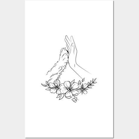 Woman Hand And Dog Paw Floral - Dog Lover - Posters and Art Prints | TeePublic Woman Hand, Logo Diy, Floral Logo, Dog Paw, Paw Prints, Dog Paws, Floral Wall, Dog Lover, Paw Print