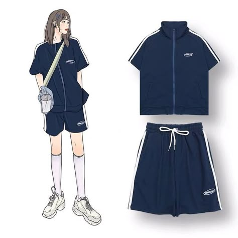 Korean Gym Uniform, School Gym Uniform, Baseball Jacket Outfit, Boyish Style, School Uniform Fashion, Preformance Outfits, Dress Design Sketches, Kpop Fashion Outfits, Daily Fashion