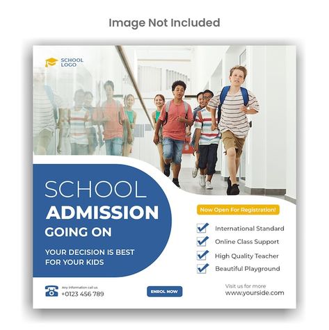 PSD school admission instagram or social... | Premium Psd #Freepik #psd #school-post #facebook-post #post School Creative Post, School Post Design, School Creative Ads, School Social Media Post, Social Media Design Post, Admission Post, School Ads, Creative Social Media Post, School Post