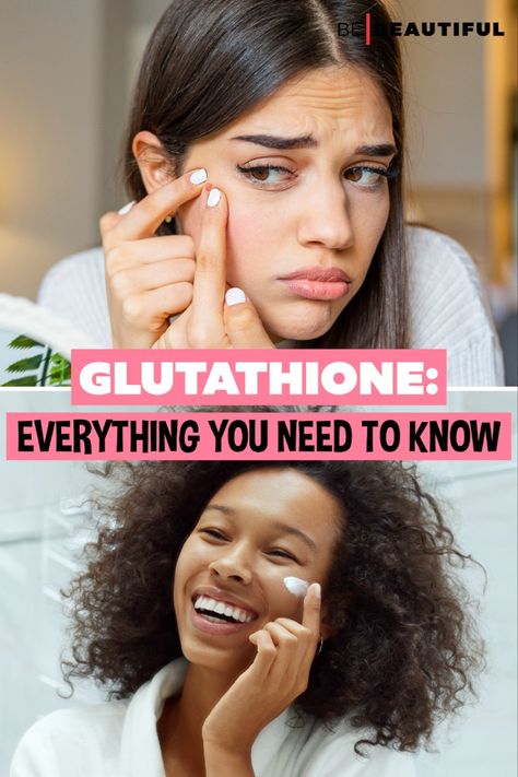 W e stumbled upon an ingredient called glutathione, and we were intrigued. A daunting name, isn't it? Here's what we learned about it. #skin #beauty #skincare #glutathione #skincareingredients# Glutathione Benefits Skin, Glutathione Before And After, Glutathione Benefits, Skin Home Remedies, Glutathione Skin, Skin Therapy, The Best Skincare, Dry Oil, Hacks And Tips