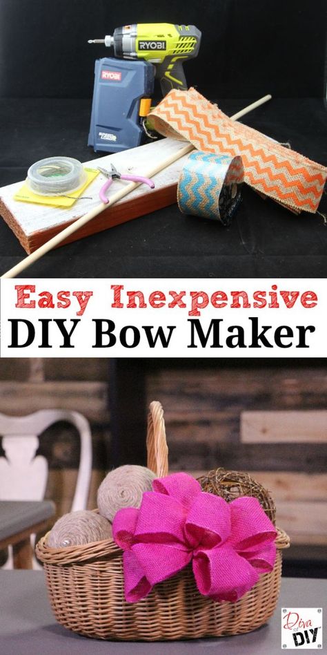 Grab a scrap 2x6 and dowel rods. You'll know how to make bows (and perfect ones at that) in just a few simple steps. How To Make A Bow Maker Board, Diy Bow Maker, Bow Makers, Cucumber Trellis Diy, Bow Styles, Sew Pillow, Easy Bow, Bow Maker, Make Bows