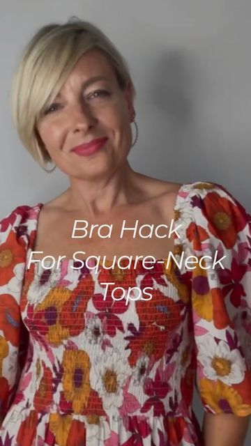 Bra For Square Neck Top, Square Neck Bra Hack, What Bra To Wear With Square Neck, Necklace To Wear With Square Neckline, Bra Hack For Square Neckline, How To Hide Bra Straps Square Neck, How To Wear A Bra With A Square Neckline, Hair Styles For Square Neck Dresses, Necklace For Square Neckline Dress