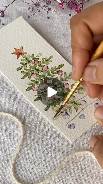 141K likes, 709 comments - watercolor_daily on October 29, 2023: "It’s time to prepare for Christmas 🎄 Postcard idea by @bluebellarts ✨Join @watercolor_daily for daily watercolor inspiration". Christmas Cards To Paint In Watercolour, Christmas Postcard Watercolor, Watercolor Holiday Cards Diy, Christmas Watercolor Cards Ideas, Watercolour Christmas Cards Ideas Easy, Simple Christmas Watercolor Ideas, Easy Watercolor Bookmark Ideas, Christmas Postcard Ideas, Easy Watercolor Christmas Cards Diy