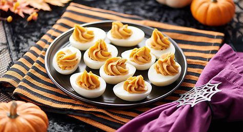 Deviled Eggs Recipes, Pumpkin Deviled Eggs, Slider Sandwiches, Eggs Recipes, Deviled Eggs Recipe, Amazing Recipes, Deviled Eggs, Egg Recipes, Pumpkin Puree