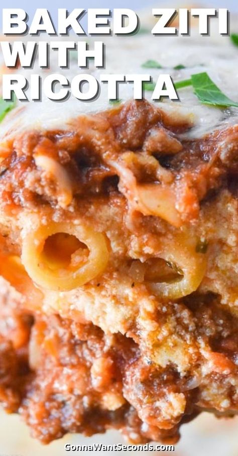 Pasta With Meat Sauce And Ricotta, Hamburger Meat Recipes With Ricotta Cheese, Mostaccioli Recipe With Ricotta, Hamburger And Ricotta Recipes, Pasta Dishes With Ricotta Cheese, Rigatoni Recipes With Ricotta Cheese, Easy Baked Ziti With Ground Beef And Ricotta, Baked Penne With Ricotta, Recipes With Meat Sauce