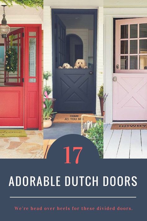 17 Dutch Doors We’re Absolutely Loving Dutch Door Screen, Dutch Sliding Door, Coastal Dutch Door, Dutch Door With Dog Door, Dutch Doors Exterior With Screen, Dutch Screen Door, Dutch Door Interior, Farmhouse Interior Doors, Dutch Doors Diy