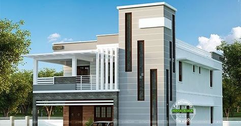 3348 square feet, 4 bedroom, modern contemporary house plan by A-cube Builders & Developers, Thrissur, Kerala. Headroom Elevation Design, Elevation Home Design, Double Storey House Plans, Modern Contemporary House Plans, Double Storey House, Modern House Floor Plans, Indian House Plans, 2 Storey House Design, Small House Elevation