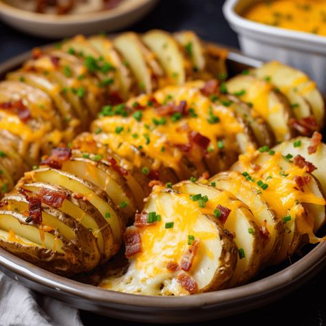 SLICED BAKED POTATOES - Life with Susan Oven Baked Sliced Potatoes, Sliced Baked Potatoes, Baked Potato Slices, Potatoe Recipes, Parmesan Potato, Potato Stacks, Potatoes In Oven, Potato Slices, Baked Potato Casserole