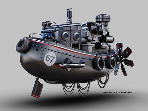 ArtStation - FLYING TUG BOAT, Jomar Machado Jomar Machado, Dieselpunk Art, Dieselpunk Vehicles, Steampunk Airship, Flying Vehicles, Flying Boat, 3d Studio, Concept Ships, Futuristic Art