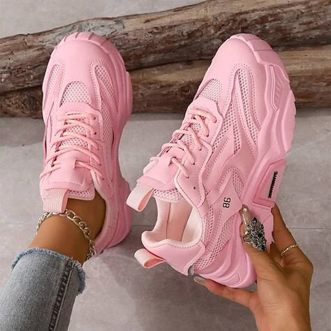 Basket Sport, White Shoes Sneakers, Chunky Shoes, Sport Shoes Women, Dad Shoes, Casual Sneakers Women, Casual Sport Shoes, Chunky Sneakers, Pink Shoes