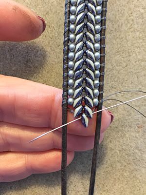 The Bead Table: Herringbone Bracelet Tutorial by Lauren Hartman Triple Wrap Bracelet Tutorial, Metal Bead Bracelet Diy, Superduo Wrap Bracelet, Leather Bracelet With Beads, Beaded Wrap Bracelets Tutorial, Ladder Projects, Superduo Bracelet Tutorial, Leather Wrap Bracelet Tutorial, Wrap Bracelet Ideas