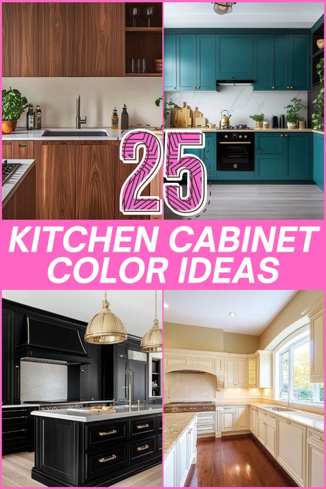 Looking for the perfect kitchen cabinet color ideas? From classic white to bold navy blue, explore these 25 colors that will make your kitchen feel stylish and unique! #KitchenIdeas, #CabinetColors, #KitchenInspiration, #HomeDecor, #InteriorDesign Kitchen Ideas With Color, Kitchens With Colored Islands, Kitchen Cabinet Accent Color, Classic Kitchen Colors, Contrast Kitchen Island Color Combos, 2025 Cabinet Color Trends, Cabinets Color Ideas Kitchen, Painted Kitchen Cabinet Color Ideas, Cabinet Colour Ideas