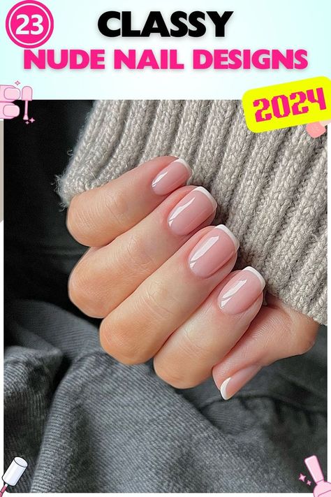 Classy nude nails with short square-shaped acrylics featuring classic French tips, perfect for formal and business settings, showcasing a glossy finish for a polished look. Natural Nail Shape Acrylics, Classy Nude Nails Square Short, Natural French Tip Acrylic Nails, Classy Nude Nails, Neutral Wedding Nails, Nude Nail Ideas, Vintage Nail Art, Natural Nail Shapes, French Manicure Acrylic Nails