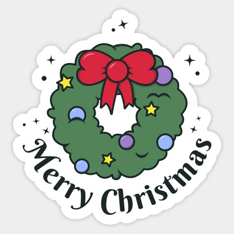 Cute Christmas Stickers Printable, Aesthetic Christmas Stickers, Christmas Stickers Aesthetic, Christmas Sticker Ideas, December Collage, Colorful Christmas Wreath, Cute Christmas Stickers, Christmas Stickers Printable, Xmas Stickers