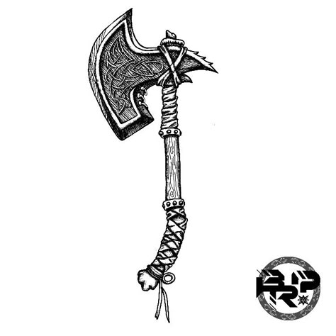 A viking's axe theoricaly Vikings Tattoo Axes, Battle Axes Viking Tattoo, Viking Axes Design Tattoo, Viking Axes Design, Viking Shield Tattoo, Machado Viking, Viking Warrior Tattoos, Shield Tattoo, Arte Viking