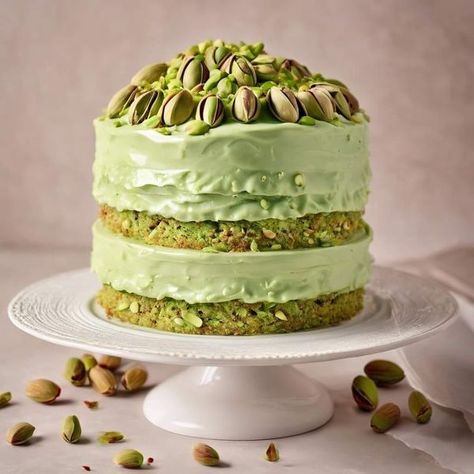 Stanley Tucci: Searching For Italy (Fan Page) | DECADENT PISTACHIO CREAM CAKE | Facebook Pistachio Cake Recipe From Scratch, Pistachio Cream Cake, Italian Cakes, Cake Cooking, Pistachio Cream, Pistachio Cake, Pastry Shells, Delicious Cream, Cake With Cream Cheese