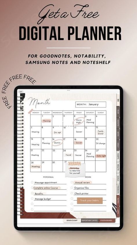 Digital Planner | Minimalist Planner | iPad Planner | Goodnotes | Digital Planner | Hyperlinked m... plannerprintable #good_notes_financial_planner #freeprintablekidsplanner Android Digital Planner Free, Aesthetic Daily Planner Template Brown, Good Notes Templates Free Planner Aesthetic, Digital Wellness Planner, Free Digital Planner Template Goodnotes Monthly, Digital Planner Cover 2024, Free Planner Templates 2024, Free Planner Templates Goodnotes 2024, Goodnotes Monthly Planner Template Free