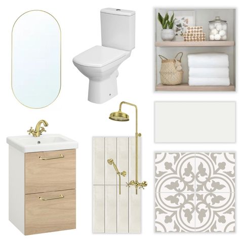 Vintage Bathroom Mood Board, Wood Accent Bathroom, Wood Accents Bathroom, Tile Mood Board, Moss Bathroom, Bathroom Hamptons, Accent Bathroom, Bathroom Mood Board, Marble Wood