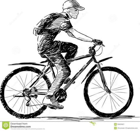 Boy Riding A Bike - Download From Over 39 Million High Quality Stock Photos, Images, Vectors. Sign up for FREE today. Image: 35623921 Guy Riding Motorcycle, Riding Drawing, Side Drawing, Ride Drawing, Bicycle Drawing, Cycle Drawing, Bicycle Illustration, Motorcycle Drawing, Human Figure Sketches