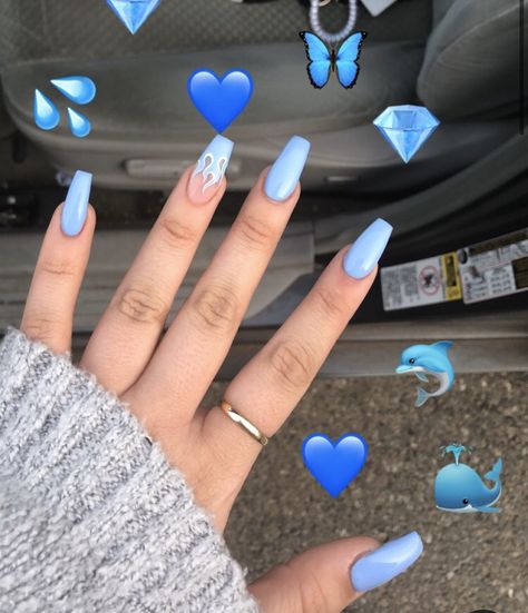 French Pedicure, Bright Summer Nails, Blue Acrylic Nails, Nail Art Designs Summer, Smink Inspiration, Cute Acrylic Nail Designs, Makijaż Smokey Eye, Blue Nail, Instagram Nails