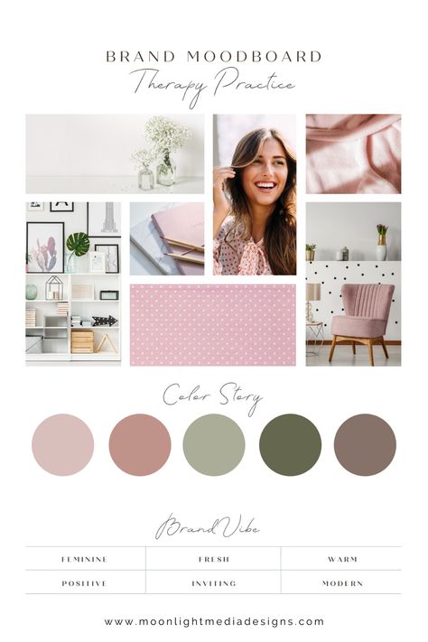 Creating beautiful branding for Psychologists and Therapists in Private Practice Therapist Mood Board, Counseling Branding, Psychologist Branding, Therapist Planner, Psychologist Aesthetic, Rose Branding, Office Mood Board, Freelance Branding, Healthcare Inspiration