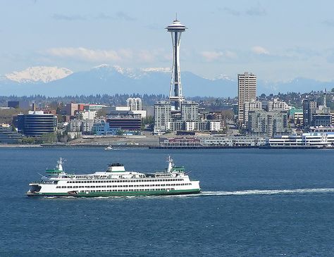 Seattle Sound skyline Ferry Boat Seattle, Seattle Ferry Boats, Seattle Tattoos, Seattle Ferry, Anatomy Aesthetic, Heart Bones, Pacific Northwest Ballet, Boat Tattoo, Seattle Tattoo