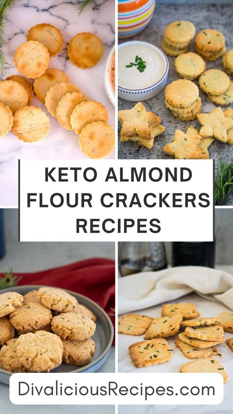 Almond Flour Crackers Recipes Almond Flour Crackers Recipe, Almond Crackers, Gf Crackers, Almond Flour Crackers, Keto Crackers Recipe, Low Carb Dinner Chicken, Keto Crackers, Low Carb Crackers, Baking With Coconut Flour