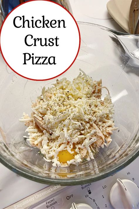 Pizza Chicken Crust Recipe, Chicken Parmesan Crust Pizza, Chicken Dough Pizza, Can Of Chicken Pizza Crust, Chicken Base Pizza Crust, Chicken Base Pizza, Pizza Crust Made With Chicken, Chicken Pizza Crust Ground Chicken, Chicken Crust Ceaser Pizza