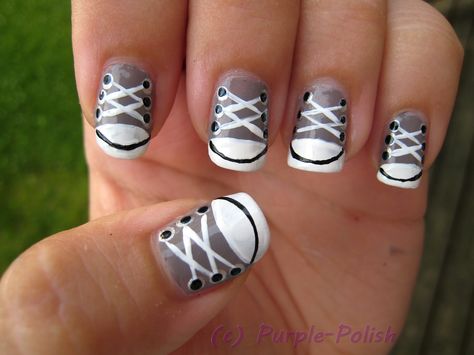 Converse Nails, All Star Converse, Star Converse, Nail Tutorial, Nail Polish Art, Hair Skin Nails, Cool Nail Designs, Cute Nail Designs, Dream Nails