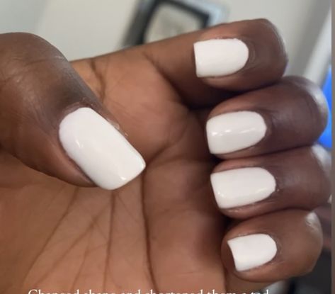 White Gel Polish Nails, White Polish Nails, White Nails Polish, Natural White Nails, Square Natural Nails, White Natural Nails, White Nails Natural, Natural Nails White, White Gel Manicure