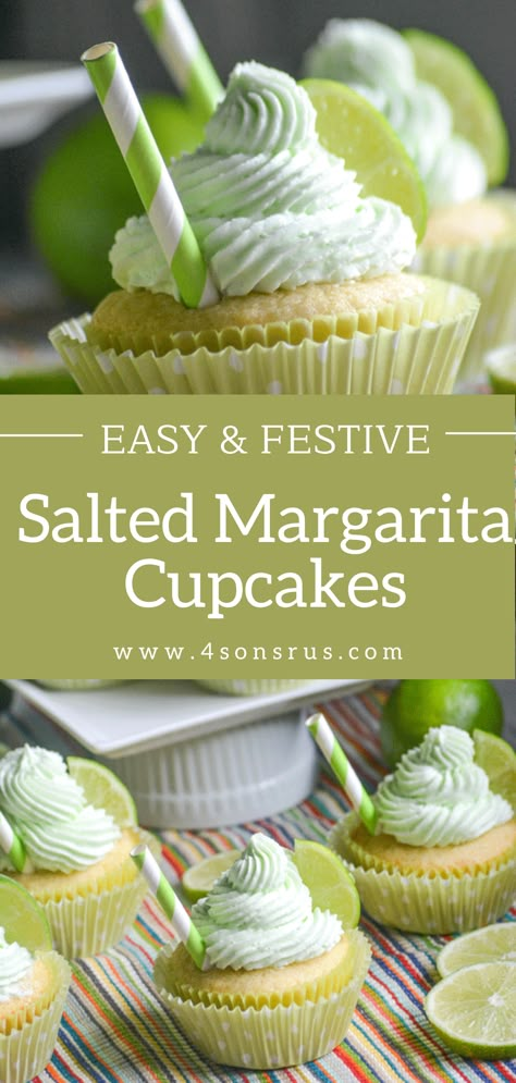 Non Alcoholic Margarita Cupcakes, Easy Margarita Cupcakes, Margarita Cupcakes With Tequila Pipette, Baking Recipes With Alcohol, Margarita Cupcakes With Box Cake, March Cupcake Flavors, Alcoholic Baked Goods, Tequila Infused Cupcakes, Tequila Sunrise Cupcakes