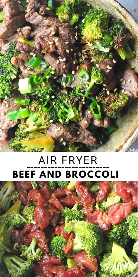 Beef And Broccoli Air Fryer Recipe, Air Fryer Ginger Beef Recipe, Air Fryer Meat And Vegetables, Air Fryer Beef And Vegetables, Air Fryer Beef Stir Fry, Air Fryer Full Meals, Airfryer Beef Recipes, Air Fryer Ginger Beef, Healthy Air Fryer Recipes Gluten Free