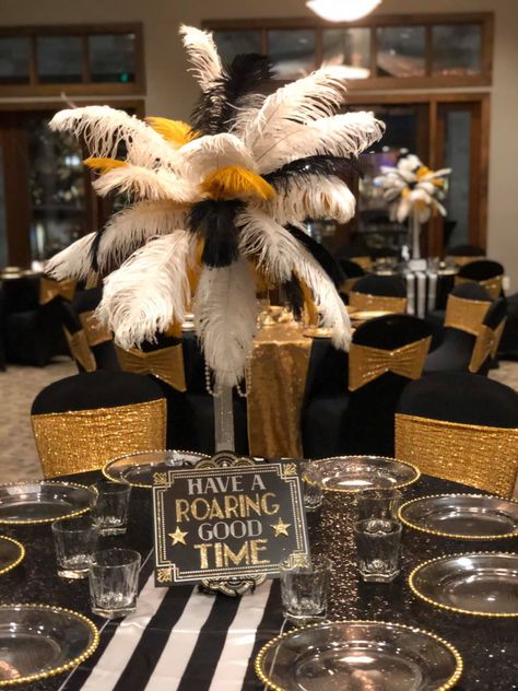 NYE Table Decorations, Roaring 20s theme. Roaring 20s Party Decorations Backdrops, Roaring 20s Table Decorations, 20s Table Decorations, New Years Eve Gatsby Party, 20s New Years Party, Roaring 20s Nye Party, Roaring 20s Prom Decorations, 20s Themed Birthday Party, 1920s Decorations Roaring 20s