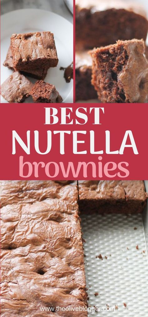 Brownies Nutella, 3 Ingredient Nutella Brownies, Easy Nutella Brownies, Nutella Recipes Brownies, Nutella Snacks, Homemade Brownies Easy, Nutella Recipes Easy, Nutella Fudge, Nutella Brownies