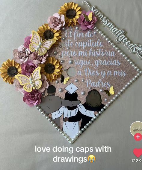 Graduation Cap Designs Parents, Spanish Grad Cap Ideas, Spanish Graduation Cap Ideas, Graduation Cap Quotes, Quotes For Graduation Caps, Education Graduation Cap, Senior Year Diy, Nursing Graduation Pictures, Graduation Cap Decoration Diy