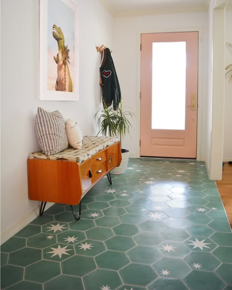 Making an Entrance - Inside Design Tile Mudroom Ideas Entryway Tile, Entryway Tile Floor To Wood, Tile Entrance Entryway, Entry Flooring Ideas Entryway, Unique Floor Tiles, Tile Front Door Entryway, Hallway Tiles Floor Entryway Modern, Tiled Entryway Floor Front Entry, Funky Floor Tile