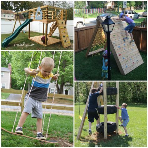 The Best Backyard DIY Projects for Your Outdoor Play Space Jungle Gym Diy Outdoor, Diy Backyard Jungle Gym, Pallet Jungle Gym Diy, Diy Jungle Gym Backyards Simple, Outdoor Collage, Homemade Playground, Outdoor Jungle Gym, Playset Plans, Diy Outdoor Toys