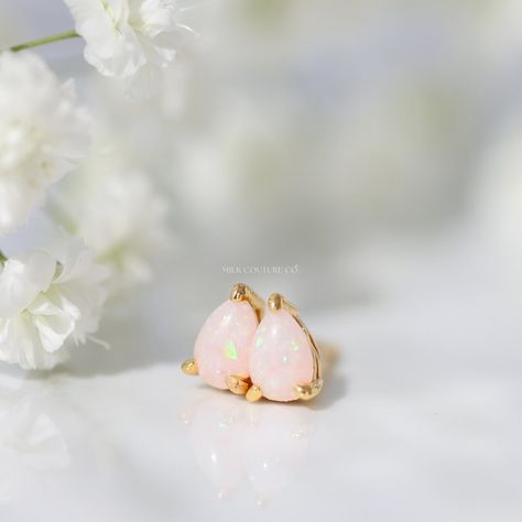 Haven Earrings with breastmilk and crushed pink opal 💕 If you like tiny, dainty, milk-drop shaped studs then this is for you!! 😍🥰 #breastmilkjewelry #keepsakejewelry #breastfeedingmom #breastmilk #keepsake #uniquejewelry #giftideas Breastmilk Jewelry, Safe Haven, Keepsake Jewelry, Stone Design, Pink Opal, Breast Milk, Safe Place, This World, Gold Vermeil